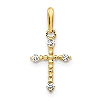 14k Yellow Gold Polished CZ Cubic Zirconia Simulated Diamond for boys or girls Religious Faith Cross Pendant Necklace