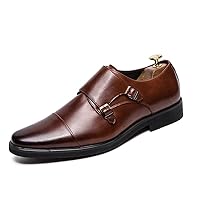 Men's Dress Loafer Shoes Monk Strap Slip On Loafers Cap Toe Formal Shoes