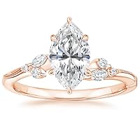 ERAA Jewel 1 CT Marquise Colorless Moissanite Engagement Ring, Wedding Bridal Ring Set, Eternity Silver Solid 10K 14K 18K Gold Diamond Solitaire Prong Set Anniversary Promise Gifts for Her