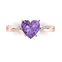 Clara Pucci 2.19 ct Heart Cut Criss Cross Solitaire Halo Simulated Alexandrite Engagement Wedding Anniversary Bridal Ring 14k Rose Gold