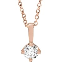 Solitaire Diamond Solitaire Charm Pendant Chain Necklace Adjustable
