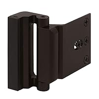 Prime-Line U 11126 Door Reinforcement Lock – Add Extra, High Security to your Home and Prevent Unauthorized Entry – 3 In. Stop, Aluminum Construction, Bronze (Single Pack)