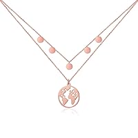 GD GOOD.designs EST. 2015 Globe Necklace in gold - silver or rose gold with Plates Multi-row for Ladies - Waterproof I Layering Necklace with World Map and Coins I World Travel Double Chain