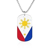 Retro Philippines Flag Necklace Personalized Picture Pendant Necklace Jewelry for Men Women Gift