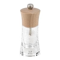 Peugeot - Peugeot - Oleron Manual Dry Salt Mill - Transparent Adjustable Grinder - Acrylic and Beechwood, Chocolate, 5.5 Inches