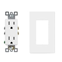 ELEGRP Decorator Receptacle with 1-Gang Screwless Decorative Wall Plate in Matte White (10 Pack)