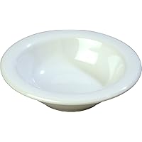 Carlisle FoodService Products Sierrus Reusable Plastic Bowl with Rim for Buffets, Restaurants, and Home, Melamine, 4.2 Ounces, White, (Pack of 48)