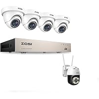 5MP Lite 1080P HD 1920TVL Security Camera System，4pcs Outdoor Indoor CCTV Dome Cameras&C296 5MP WiFi PTZ Camera,Pan/Tilt Outdoor Camera for Home Surveillance,2-Way Audio,Auto Tracking