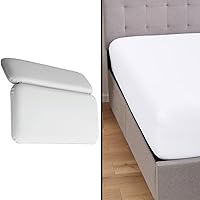 Gorilla Grip Bath Pillow for Tub and Fitted Bed Sheet, Pillow Size 14.5x11, Spa Accessories, Bed Sheet Size Twin, Fade, Shrink Resistant, Both in White, 2 Item Bundle