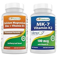 Best Naturals Calcium Magnesium Zinc with Vitamin D3 & Vitamin K2 (MK7) with D3