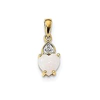 14k Gold With Diamond and Opal Polished Love Heart Pendant Necklace Jewelry for Women