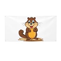 Cartoon animated beaver print Party Banner Soft Anti-Fading Party Banner Decorations Festival Decorations For Christmas Birthday Gathering Small
