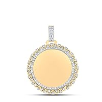 The Diamond Deal 10kt Yellow Gold Mens Round Diamond Memory Circle Charm Pendant 1-7/8 Cttw