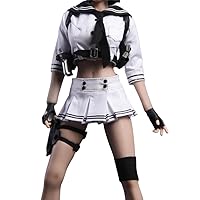 HiPlay 1/6 Scale School Girl Outfit Costume for 12 inch Female Seamless Action Figure Phicen/TBLeague VS19(White)