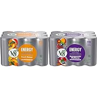 Energy Variety Pack 24 Count, Peach Mango & Pomegranate Blueberry, 8 FL Oz Can (2 Packs of 12)