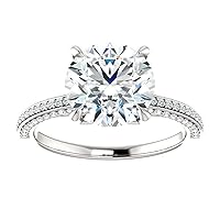 3 CT Round Moissanite Engagement Ring Wedding Bridal Ring Set Solitaire Accent Halo Style 10K 14K 18K Solid Gold Sterling Silver Anniversary Promise Ring Gift for Her