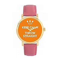 Orange Keep Calm Throw Straight Watch Ladies 38mm Case 3atm Water Resistant Custom Designed Quartz Movement Luxury Fashionable