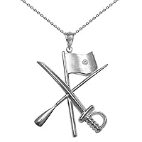 Color Guard Flag Rifle Saber Charm with Diamond on Silver Necklace