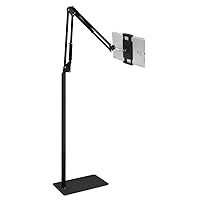 Tablet Floor Stand, Overhead Bed Phone Stand Angle Height Adjustable Holder, Universal Floor Stand Compatible with iPhone iPad Pro Air Mini, Samsung Tab, Kindle, E-Readers…