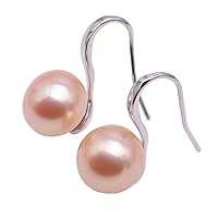 JYX Pearl 925 Sterling Silver Hook Earrings White Freshwater Pearl Dangle Earrings for Women