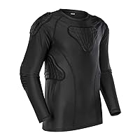TUOY Youth Padded Chest Rib Protector Shirt for Football Baseball Martial Art Padded Compression Shirt Long Sleeve