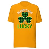 Blessed and Lucky Plaid Shamrock St Patrick’s Day Vintage Tee with 2XL 3XL