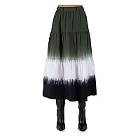 Derek Lam 10 Crosby Womens Green Zippered Pocketed Tiered Tie Dye Midi A-Line Skirt 2