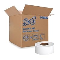 Scott Essential Jumbo Roll JR. Commercial Toilet Paper (07805), 2-PLY, White, 12 Rolls/Case, 1000' / Roll Pack of 3