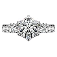 HNB Gems 6 TCW Round Cut Solitaire Moissanite Engagement Rings, VVS1 4 Prong Irene Knife-Edge Silver Wedding Ring, Woman Gift Promise Gift