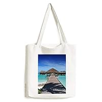 Ocean House Water Science Nature Picture Tote Canvas Bag Shopping Satchel Casual Handbag