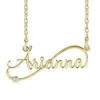 10K,14K,18K Solid Gold Name Necklace for Women,Personalized Gold Name Necklace Gift For Women(G-H Color, I2-I3 Clarity)