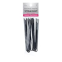 U-Shaped Straight Hair Pins (Set of 12) (3 inch, Black)