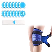 NEWGO Bundle of Knee Ice Pack Wrap Blue and 14 Small Ice Packs