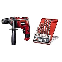 Einhell Hammer Drill TC-ID 550 E (550 W, Speed Control Electronics, Speed Preselection, Clockwise / Anti-clockwise Rotation, Metal Depth Stop, Additional Handle, Includes 8-Piece Masonry Drill Set)