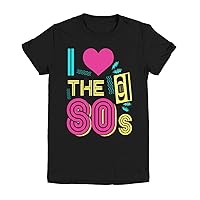 I Love The 80s Clothing Tops Tees Plus Size Girls Boys Youth Tee Black T-Shirt