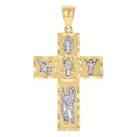 10k Two tone Gold Mens Cross Religious Charm Pendant Necklace Measures 46.5x26.3mm Wide Jewelry for Men