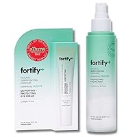 Fortify Power Duo - Natural Germ-Fighting Skin Care - De-Puffing Eye Cream (1 oz / 30 mL) & Protecting Facial Mist (4.39 oz / 130 mL) Bundle