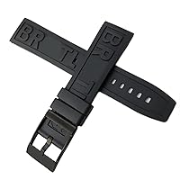 20mm 22mm 24mm Soft Silicone Rubber Watch Strap Special for Breitling Navitimer Avenger Black Red Yellow Blue Watchband Steel Buckle (Color : Black Black, Size : 24MM)