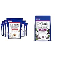 Dr Teal's Pure Epsom Salt Therapeutic Soak, Fragrance Free, 6 lbs (Pack of 6) & Salt Soak with Pure Epsom Salt, Elderberry, 3 lbs