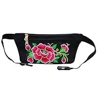 Women's Embroidered Waist Back Handmade Fanny Back Bag For Travel with 3 Pockets Fit All Phones (1)