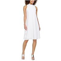 Calvin Klein Womens Textured A-line Dress, White, 6P