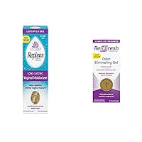 Replens Long-Lasting Vaginal Moisturizer, 8ct with Single-use applicator & RepHresh Odor Eliminating Vaginal Gel, 4ct (0.07oz)