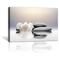 LZIMU Zen Canvas Wall Art Lotus Flowers and Stones Spa Pictures Wall Decor Art Prints for Yoga Meditation Room Decor (12x18in (30x45cm))