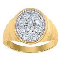 10k Two tone Gold Mens CZ Cubic Zirconia Simulated Diamond Oval Engagement Ring Jewelry Gifts for Men