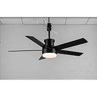 YUHAO 52 inch flush mount black ceiling fan with light and remote control.