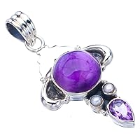 StarGems® Natural Amethyst OxHandmade 925 Sterling Silver Pendant 1.75