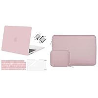 MOSISO Compatible with MacBook Air 13.6 inch Case 2022 A2681 M2, Neoprene Sleeve Bag&Plastic Hard Case&Keyboard Cover&Screen Protector&Type C Adapter 2 Pack, Baby Pink