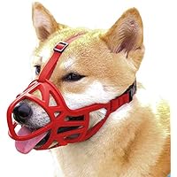 Dog Muzzle, Breathable Basket Muzzle to Prevent Barking, Biting and Chewing, Humane Muzzle for Small, Medium, Large and X-Large Dogs (S, Red)
