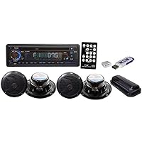 Pyle PLMRKIT109 Complete Marine Water Proof 4 Speaker CD/USB/MP3/Combo 6.5-InchSpeakers with Stereo Cover and USB Drive (Black)