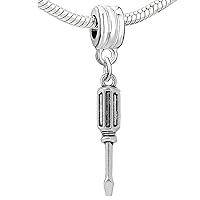 Work Tools Hammer, Screwdriver, Paint Brush and Shovel Bead for Snake Chain Charm Bracelet (Choose from Menu) (Screwdriver)